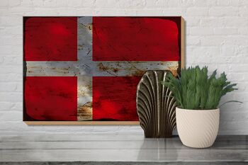 Panneau en bois drapeau Danemark 30x20cm Drapeau du Danemark rouille 3