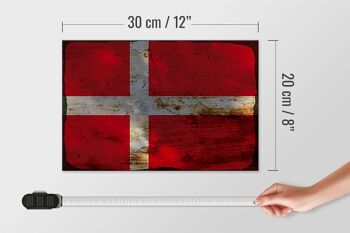 Panneau en bois drapeau Danemark 30x20cm Drapeau du Danemark rouille 4