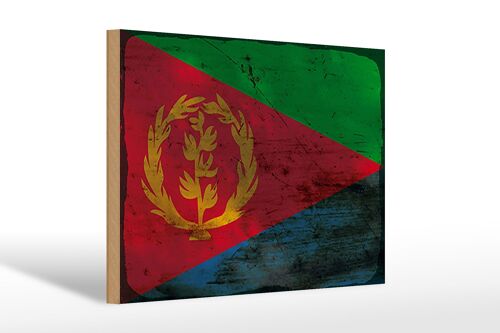 Holzschild Flagge Eritrea 30x20cm Flag of Eritrea Rost