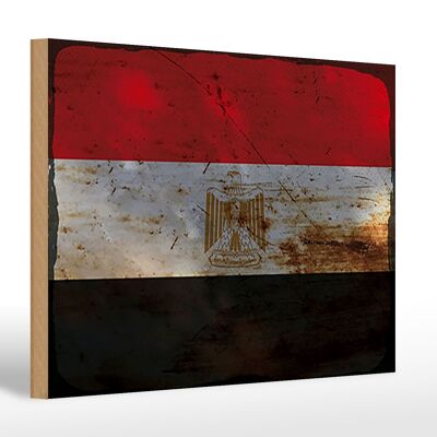 Cartello in legno bandiera Egitto 30x20cm Bandiera dell'Egitto ruggine