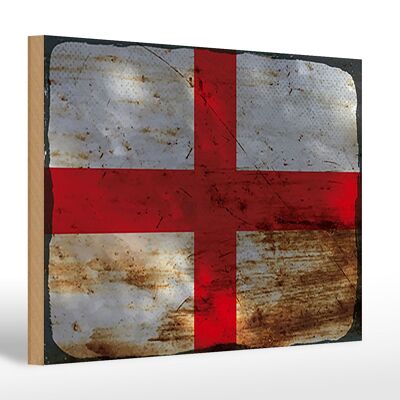 Letrero de madera bandera Inglaterra 30x20cm Bandera de Inglaterra óxido