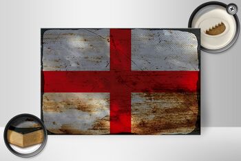 Panneau en bois drapeau Angleterre 30x20cm Drapeau de l'Angleterre rouille 2