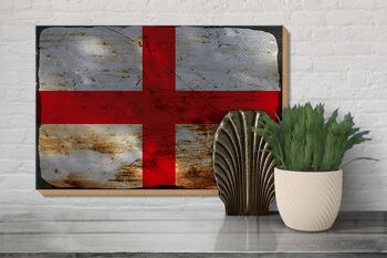 Panneau en bois drapeau Angleterre 30x20cm Drapeau de l'Angleterre rouille 3