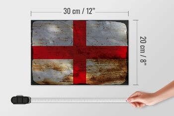 Panneau en bois drapeau Angleterre 30x20cm Drapeau de l'Angleterre rouille 4