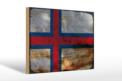 Holzschild Flagge Färöer 30x20cm Flag Faroe Islands Rost