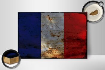 Panneau en bois drapeau France 30x20cm Drapeau de la France rouille 2