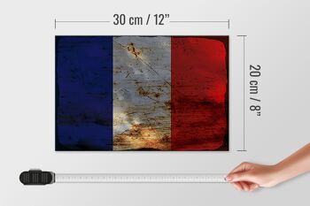 Panneau en bois drapeau France 30x20cm Drapeau de la France rouille 4