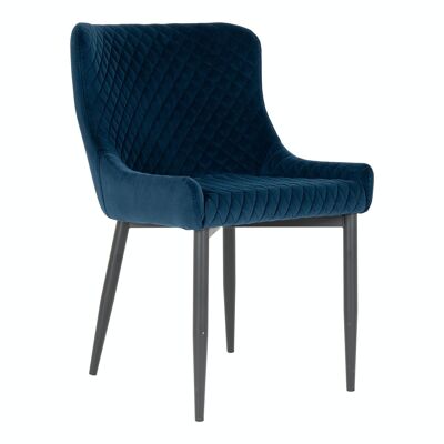 Boston Dining Chair - Silla de terciopelo azul oscuro con patas negras