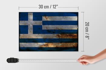 Panneau en bois drapeau Grèce 30x20cm Drapeau Grèce rouille 4