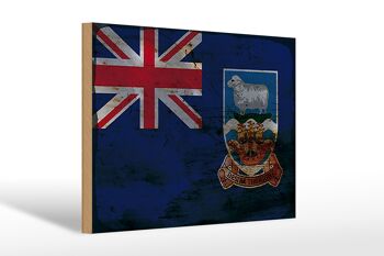 Panneau en bois drapeau des îles Falkland 30x20cm drapeau rouille 1