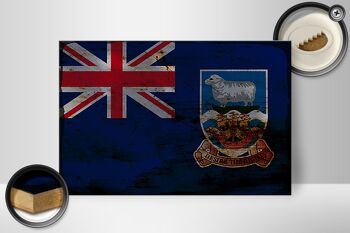 Panneau en bois drapeau des îles Falkland 30x20cm drapeau rouille 2