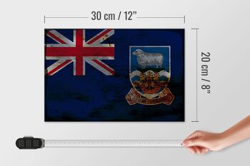 Panneau en bois drapeau des îles Falkland 30x20cm drapeau rouille 4