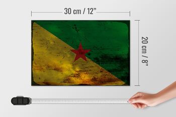 Panneau en bois drapeau français ?Drapeau Guyane 30x20cm Rouille 4