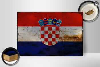Panneau en bois drapeau Croatie 30x20cm Drapeau de la Croatie rouille 2