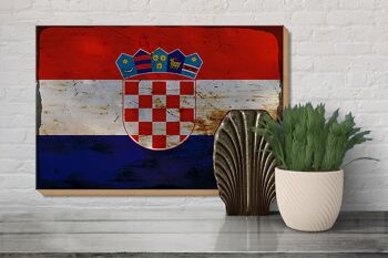 Panneau en bois drapeau Croatie 30x20cm Drapeau de la Croatie rouille 3
