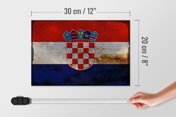 Panneau en bois drapeau Croatie 30x20cm Drapeau de la Croatie rouille 4