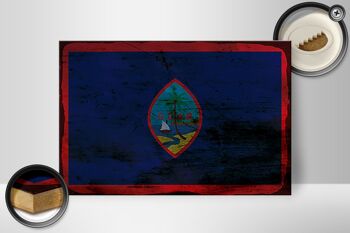 Panneau en bois drapeau Guam 30x20cm Drapeau de Guam rouille 2