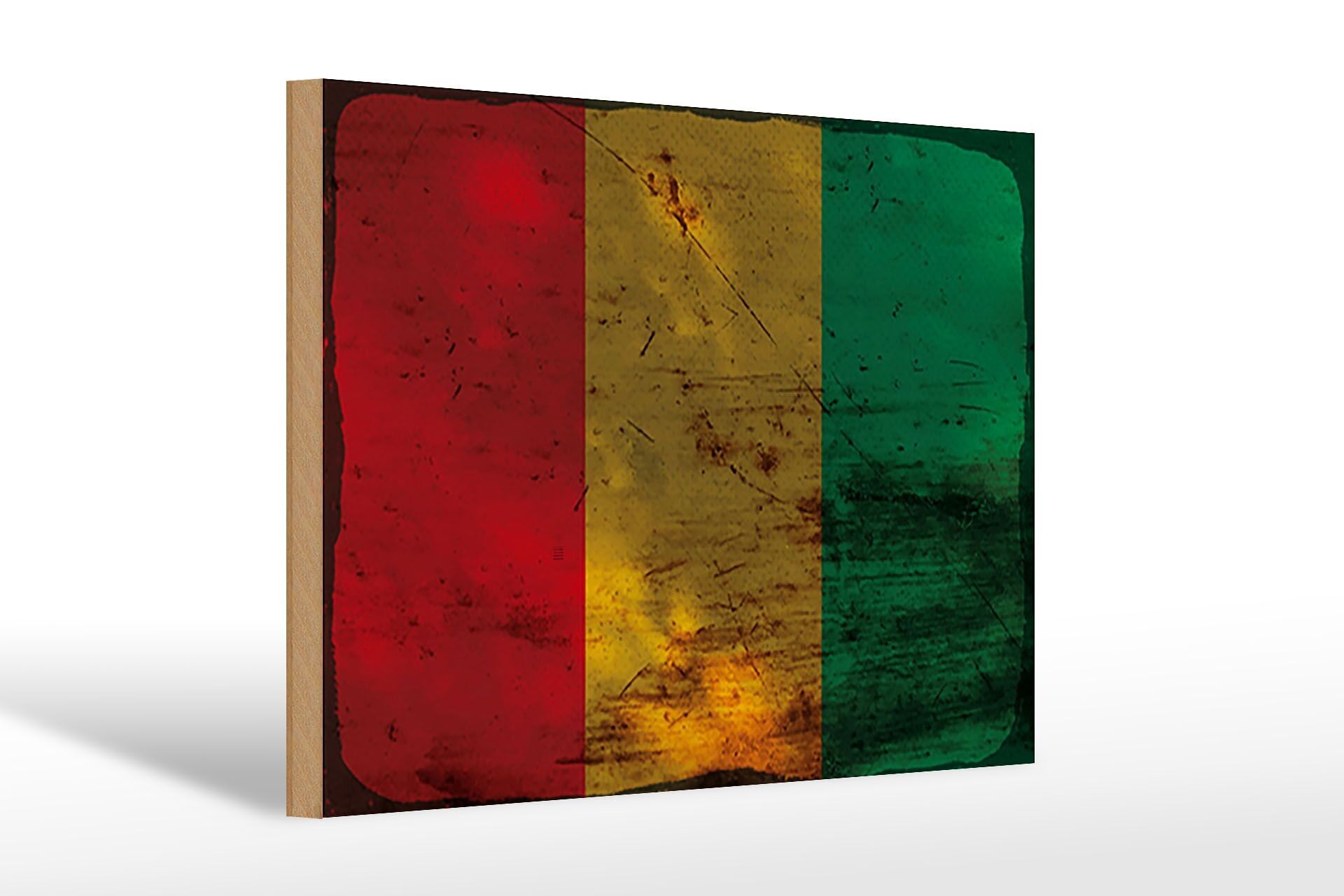 Cartello in legno bandiera Guinea 30x20cm Bandiera della Guinea ruggine