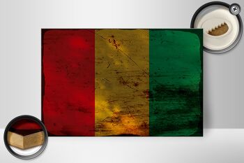 Panneau en bois drapeau Guinée 30x20cm Drapeau de Guinée rouille 2