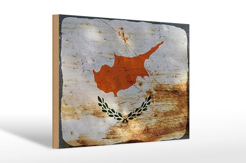 Holzschild Flagge Zypern 30x20cm Flag of Cyprus Rost