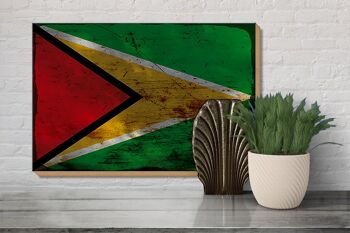 Panneau en bois drapeau Guyane 30x20cm Drapeau de Guyane rouille 3