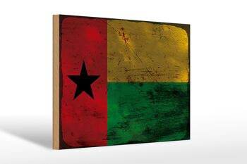 Panneau en bois drapeau Guinée-Bissau 30x20cm Rouille de Guinée 1