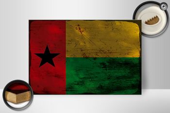 Panneau en bois drapeau Guinée-Bissau 30x20cm Rouille de Guinée 2