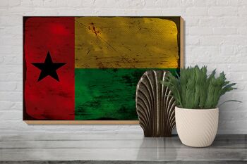Panneau en bois drapeau Guinée-Bissau 30x20cm Rouille de Guinée 3