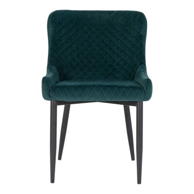 Boston Dining Chair - Silla de terciopelo verde con patas negras