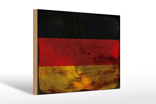 Holzschild Flagge Deutschland 30x20cm Flag Germany Rost