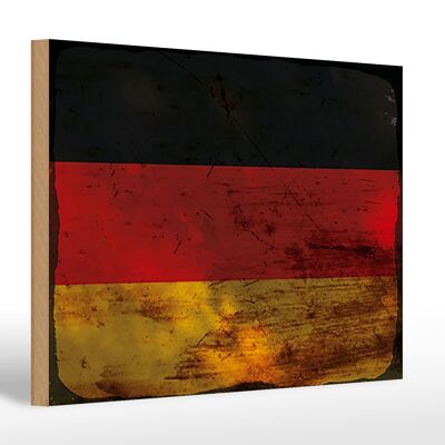 Letrero de madera bandera Alemania 30x20cm Bandera Alemania óxido