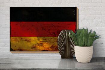 Panneau en bois drapeau Allemagne 30x20cm Drapeau Allemagne rouille 3