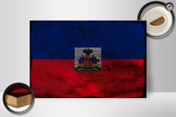 Panneau en bois drapeau Haïti 30x20cm Drapeau d'Haïti rouille 2