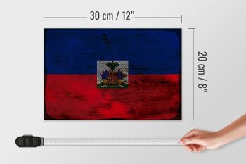 Panneau en bois drapeau Haïti 30x20cm Drapeau d'Haïti rouille 4