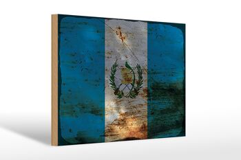 Panneau en bois drapeau Guatemala 30x20cm Drapeau Guatemala rouille 1