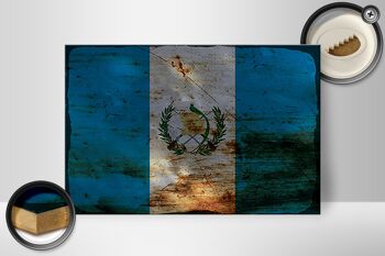 Panneau en bois drapeau Guatemala 30x20cm Drapeau Guatemala rouille 2