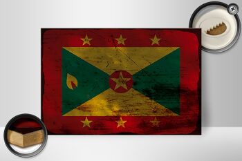 Panneau en bois drapeau Grenade 30x20cm Drapeau de Grenade rouille 2