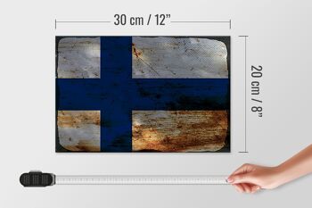 Panneau en bois drapeau Finlande 30x20cm Drapeau de la Finlande rouille 4
