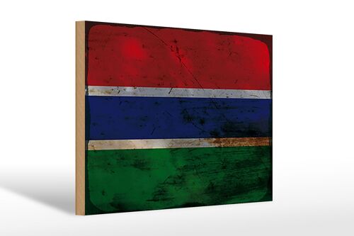 Holzschild Flagge Gambia 30x20cm Flag of the Gambia Rost