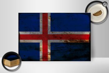 Panneau en bois drapeau Islande 30x20cm Drapeau de l'Islande rouille 2