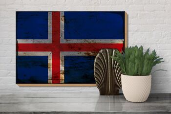 Panneau en bois drapeau Islande 30x20cm Drapeau de l'Islande rouille 3