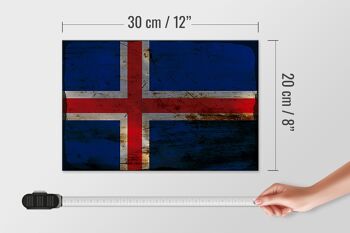 Panneau en bois drapeau Islande 30x20cm Drapeau de l'Islande rouille 4