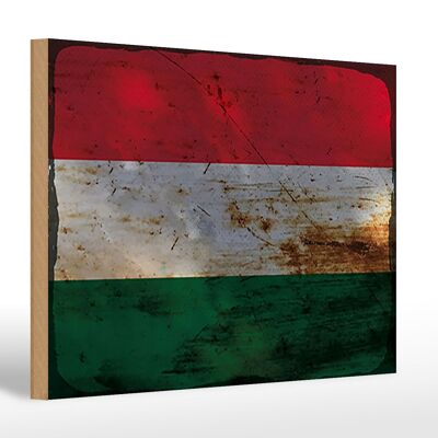 Holzschild Flagge Ungarn 30x20cm Flag of Hungary Rost