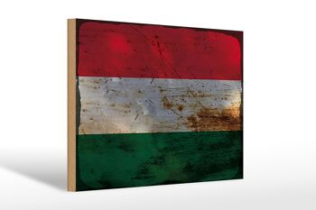 Panneau en bois drapeau Hongrie 30x20cm Drapeau de la Hongrie rouille 1