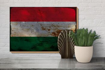 Panneau en bois drapeau Hongrie 30x20cm Drapeau de la Hongrie rouille 3