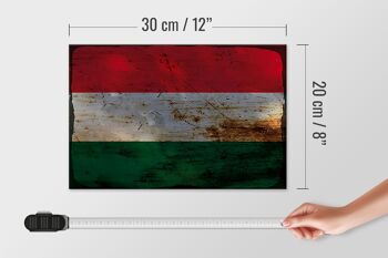 Panneau en bois drapeau Hongrie 30x20cm Drapeau de la Hongrie rouille 4