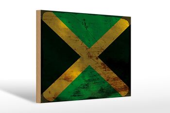Panneau en bois drapeau Jamaïque 30x20cm Drapeau de la Jamaïque rouille 1