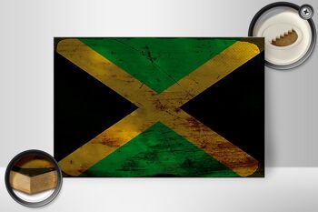 Panneau en bois drapeau Jamaïque 30x20cm Drapeau de la Jamaïque rouille 2