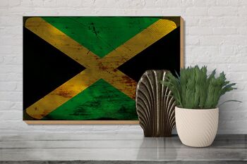 Panneau en bois drapeau Jamaïque 30x20cm Drapeau de la Jamaïque rouille 3