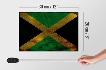 Panneau en bois drapeau Jamaïque 30x20cm Drapeau de la Jamaïque rouille 4